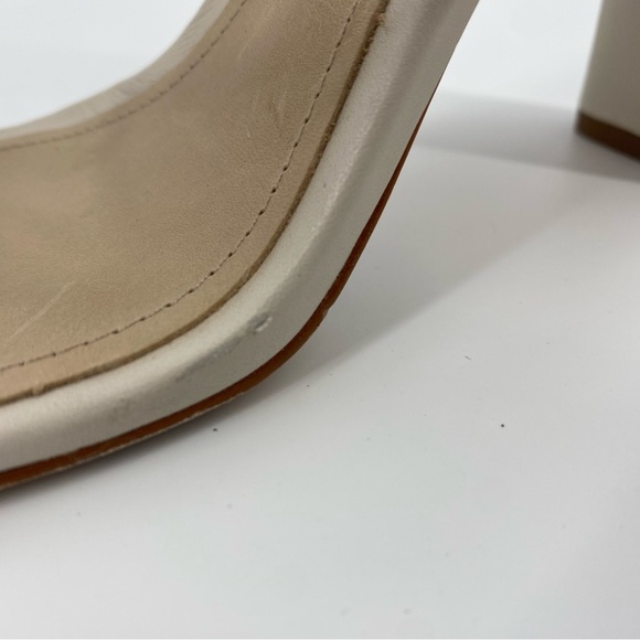 SCHUTZ Chessie Leather Asymmetrical Strap High Heel Sandals in Pearl - Picture 11 of 13